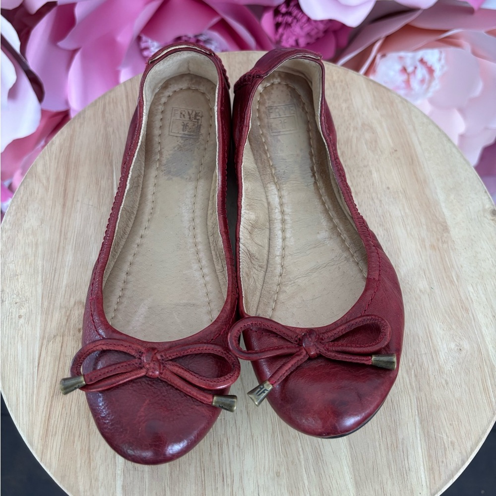 Frye Carson Red Leather Ballet Flats